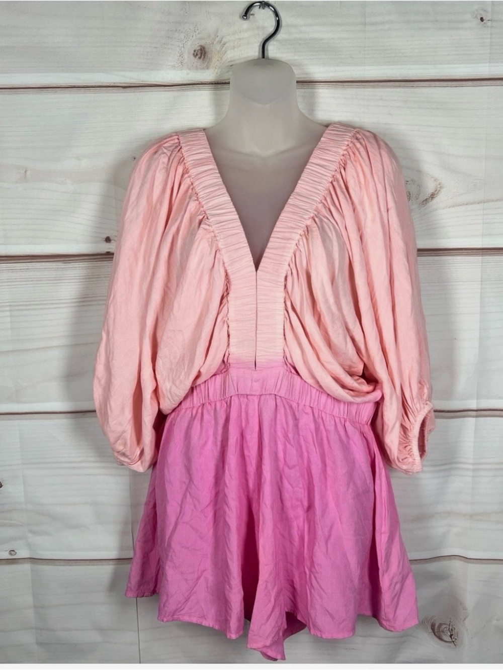 Jen's Pirate Booty Pink Two-Tone V-Neck Romper